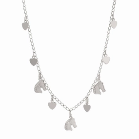 1928 Jewelry Equine & Heart Charms Necklace 16"