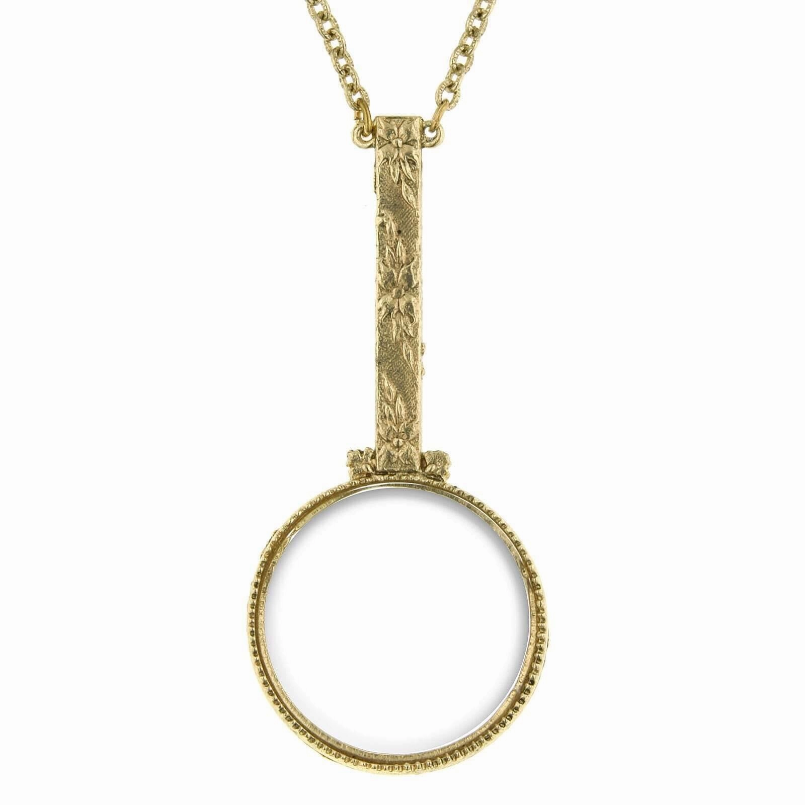 1928 Jewelry Floral Handle Acrylic Magnifier Pendant Necklace 28" - Magnification Power: 2X