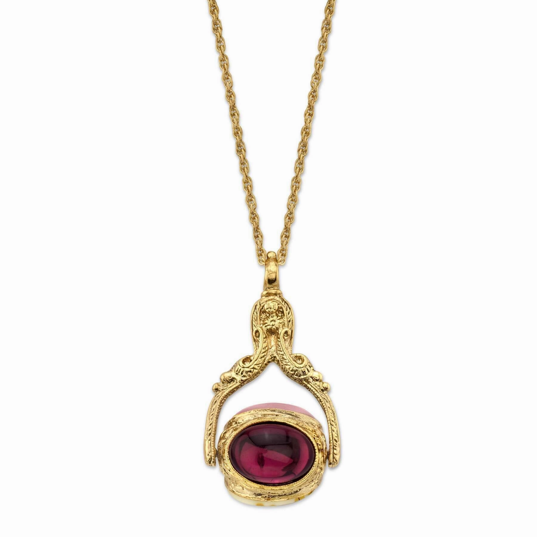 1928 Jewelry Manor House 3 Sided Spinner Pendant Necklace 30"