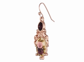 1928 Jewelry Manor House Floral Stone & Purple Crystal Drop Earrings