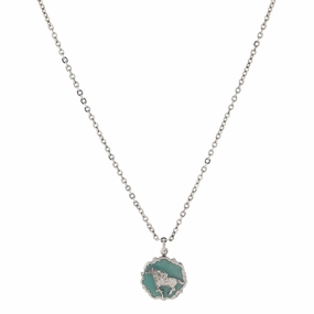 1928 Jewelry Turquoise Color Enamel Horse Pendant Necklace 16"   3" Extender
