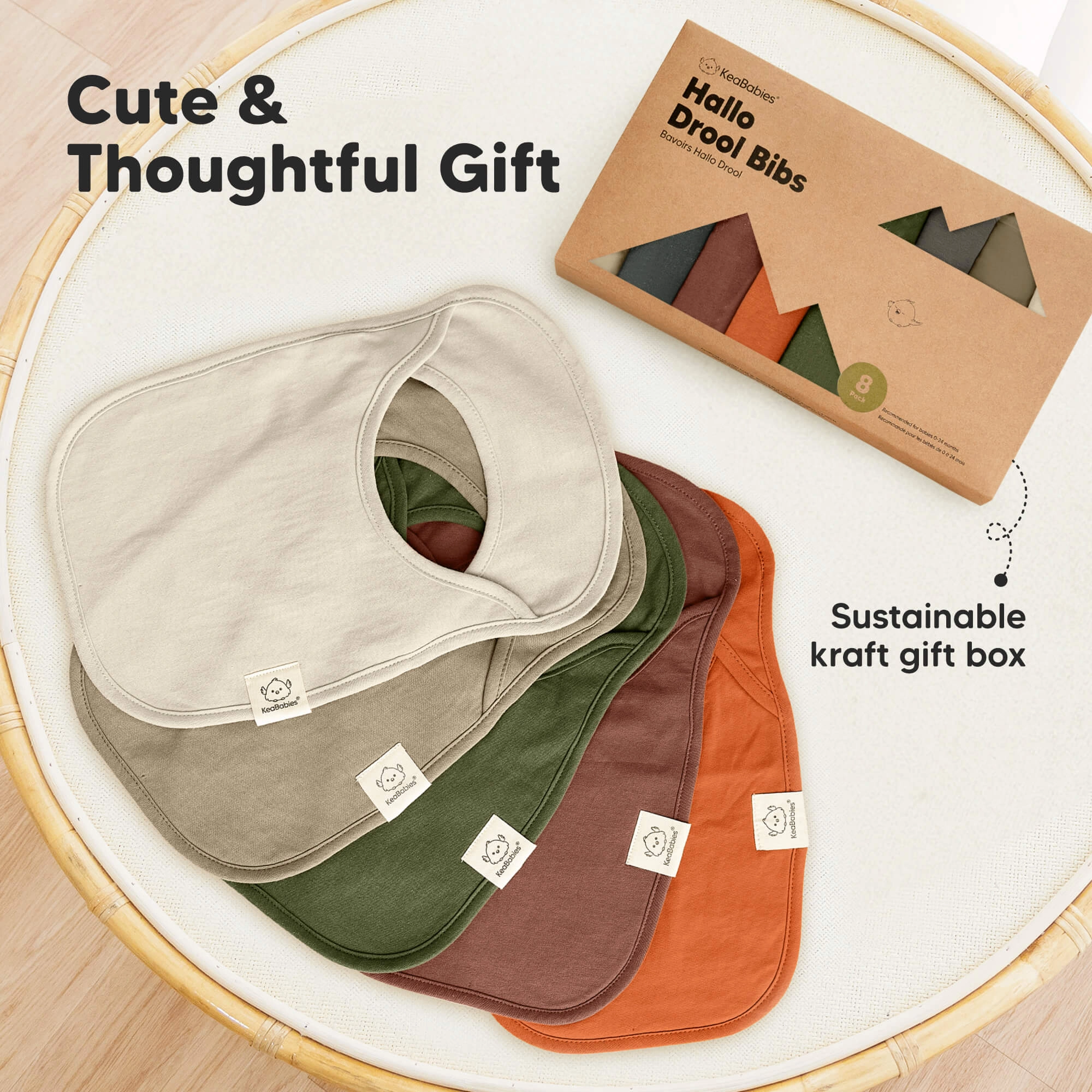 8-Pack Hallo Drool Bibs (Sahara)