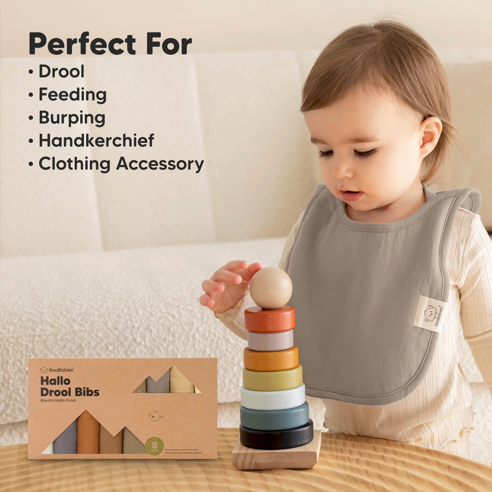 8-Pack Hallo Drool Bibs (Terracotta)