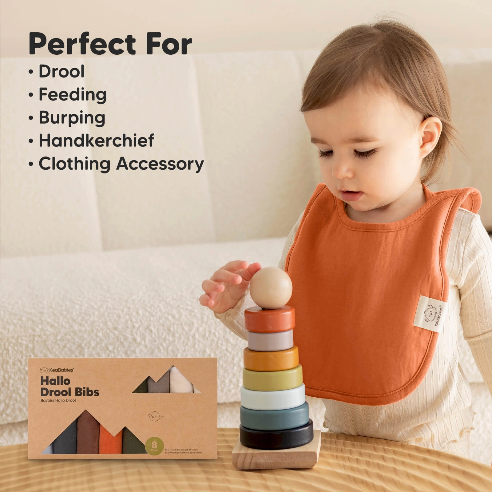 8-Pack Hallo Drool Bibs