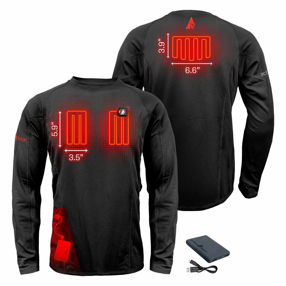 ActionHeat AH-BLT-5V-01-XL Base Layer Battery Operated Heated Shirt for Men -Electric Heat w/ 3 Heat Panels Large
