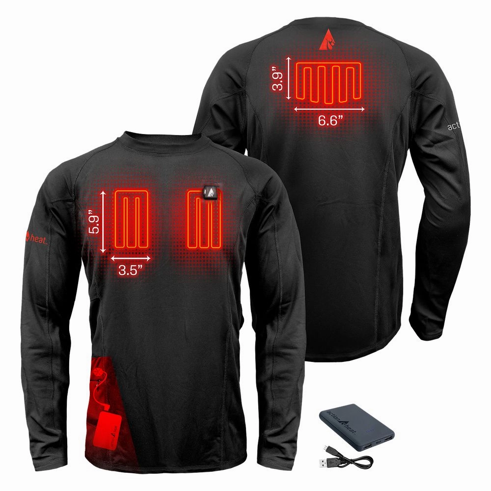 ActionHeat AH-BLT-5V-01-XL Base Layer Battery Operated Heated Shirt for Men -Electric Heat w/ 3 Heat Panels Large