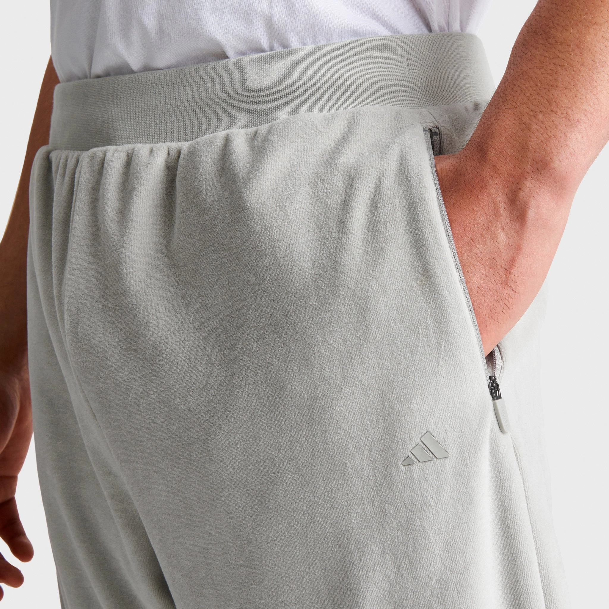 adidas Basketball Velour Pants / Metal Grey