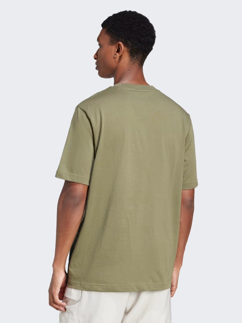 Adidas Essentials 3 Stripes Men Sportswear T-Shirt Olive Strata/Black