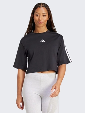 Adidas Essentials 3 Stripes Women Sportswear T-Shirt Black/White