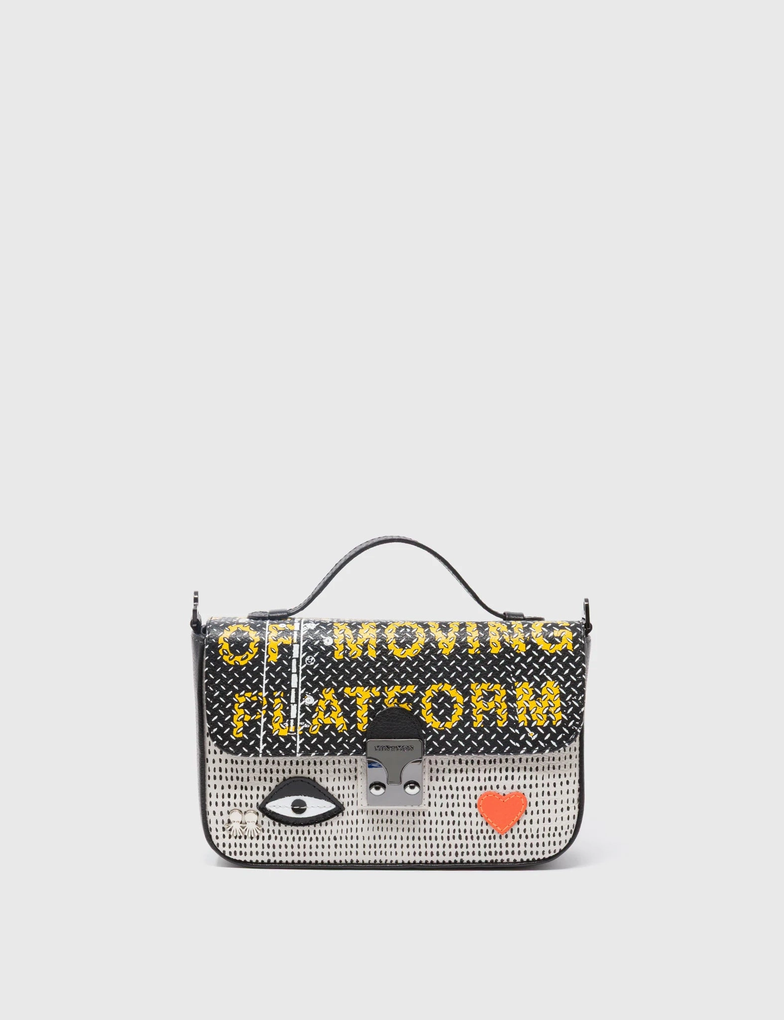 Amantis Cream Leather Crossbody Mini Handbag - Metal Platform Design