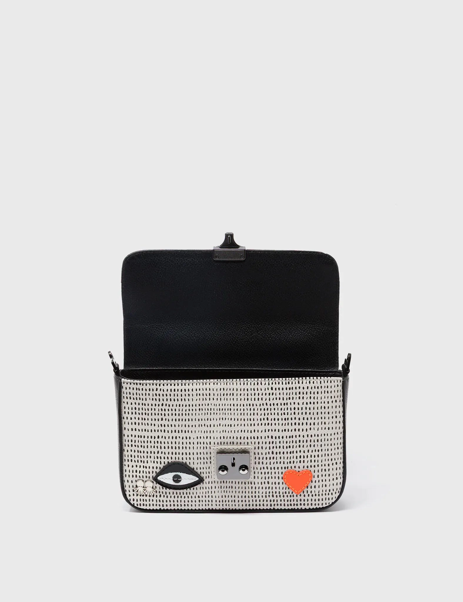 Amantis Cream Leather Crossbody Mini Handbag - Metal Platform Design