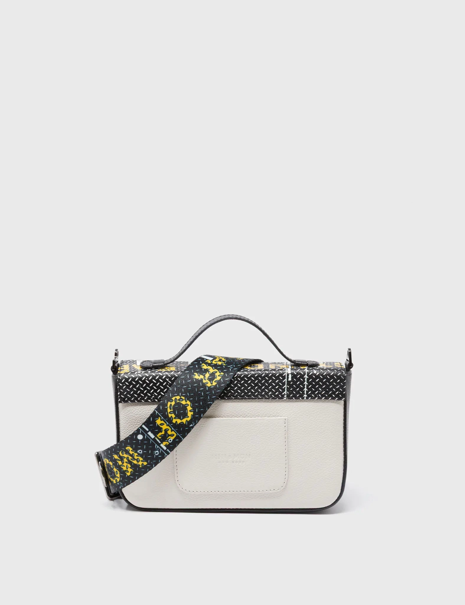 Amantis Cream Leather Crossbody Mini Handbag - Metal Platform Design