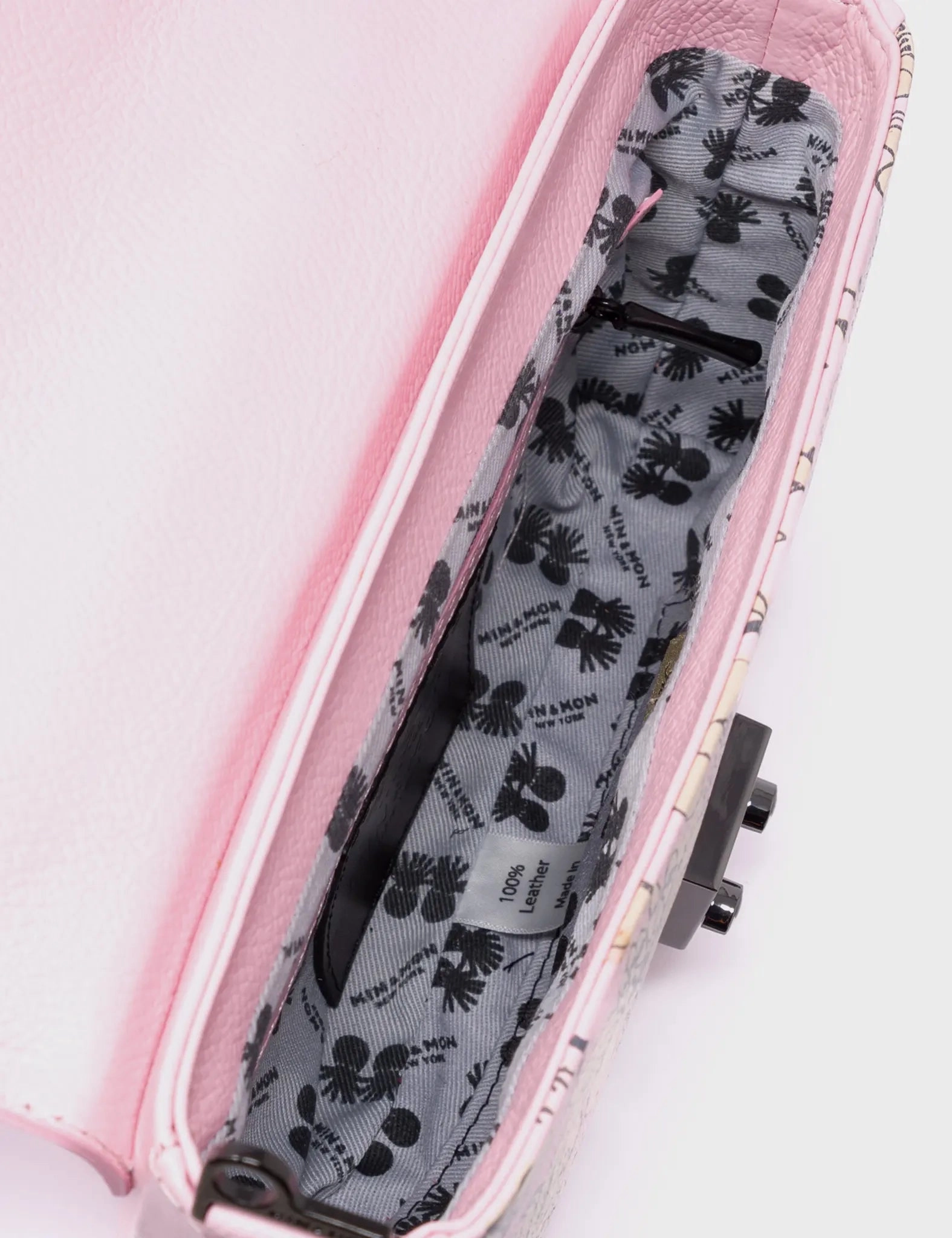 Amantis Parfait Pink Leather Crossbody Mini Handbag - Flowers Design