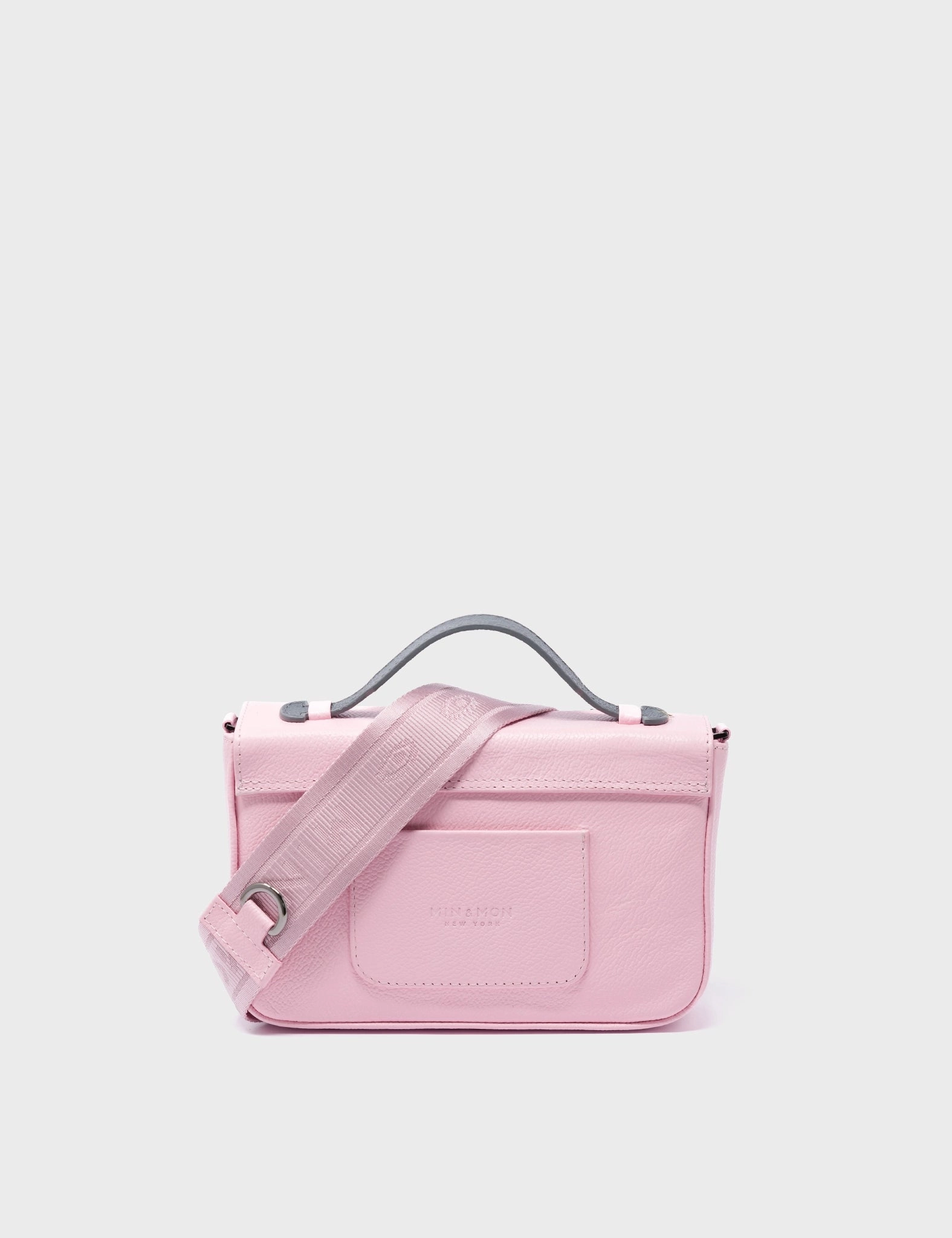 Amantis Parfait Pink Leather Crossbody Mini Handbag - Flowers Design
