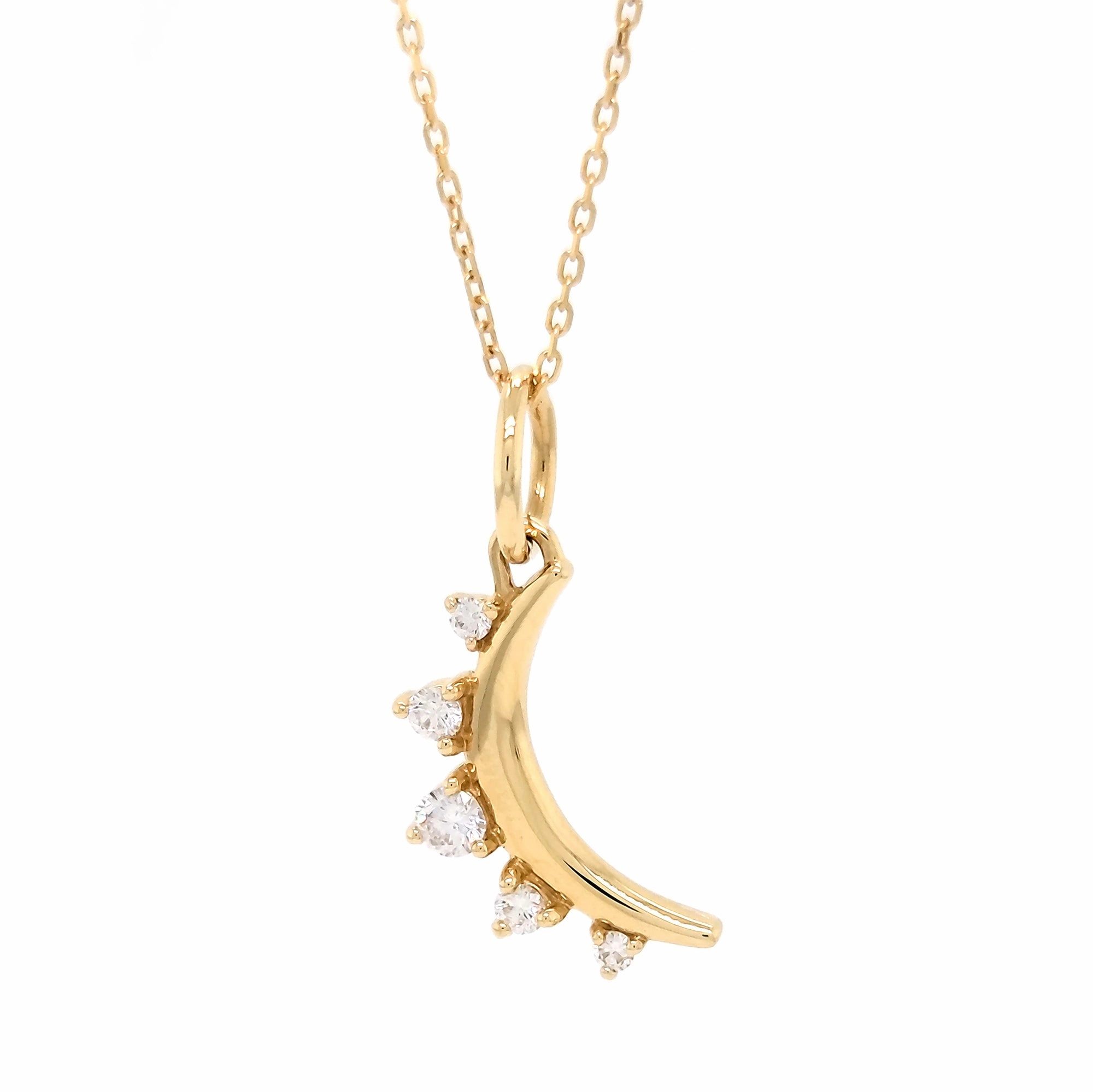 April Diamond "Moon" 18K Gold Birthstone Necklace