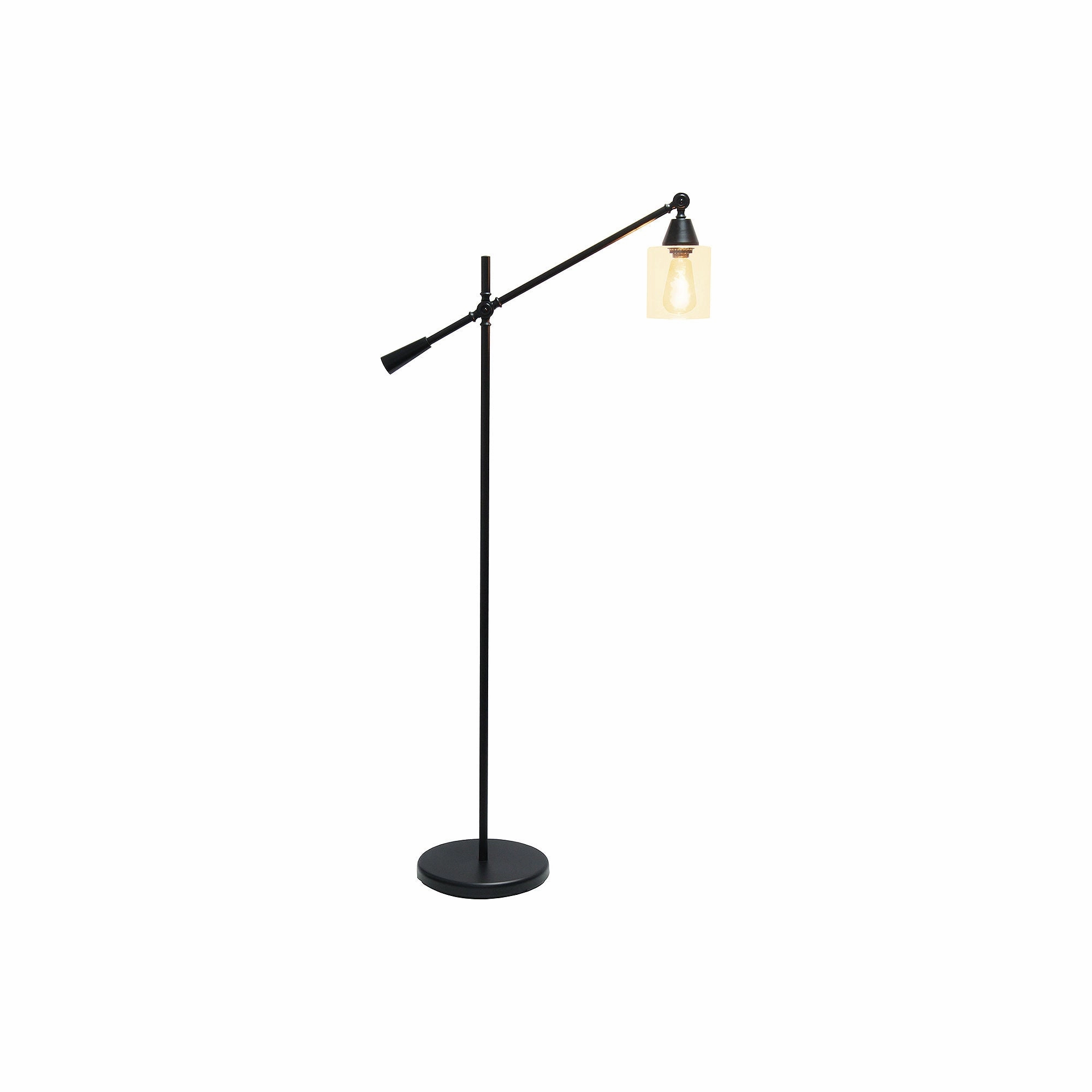 Asstd National Brand Lalia Home Swing Arm Floor Lamp With Clear Glass Cylindrical Shade - BLACK ONE SIZE
