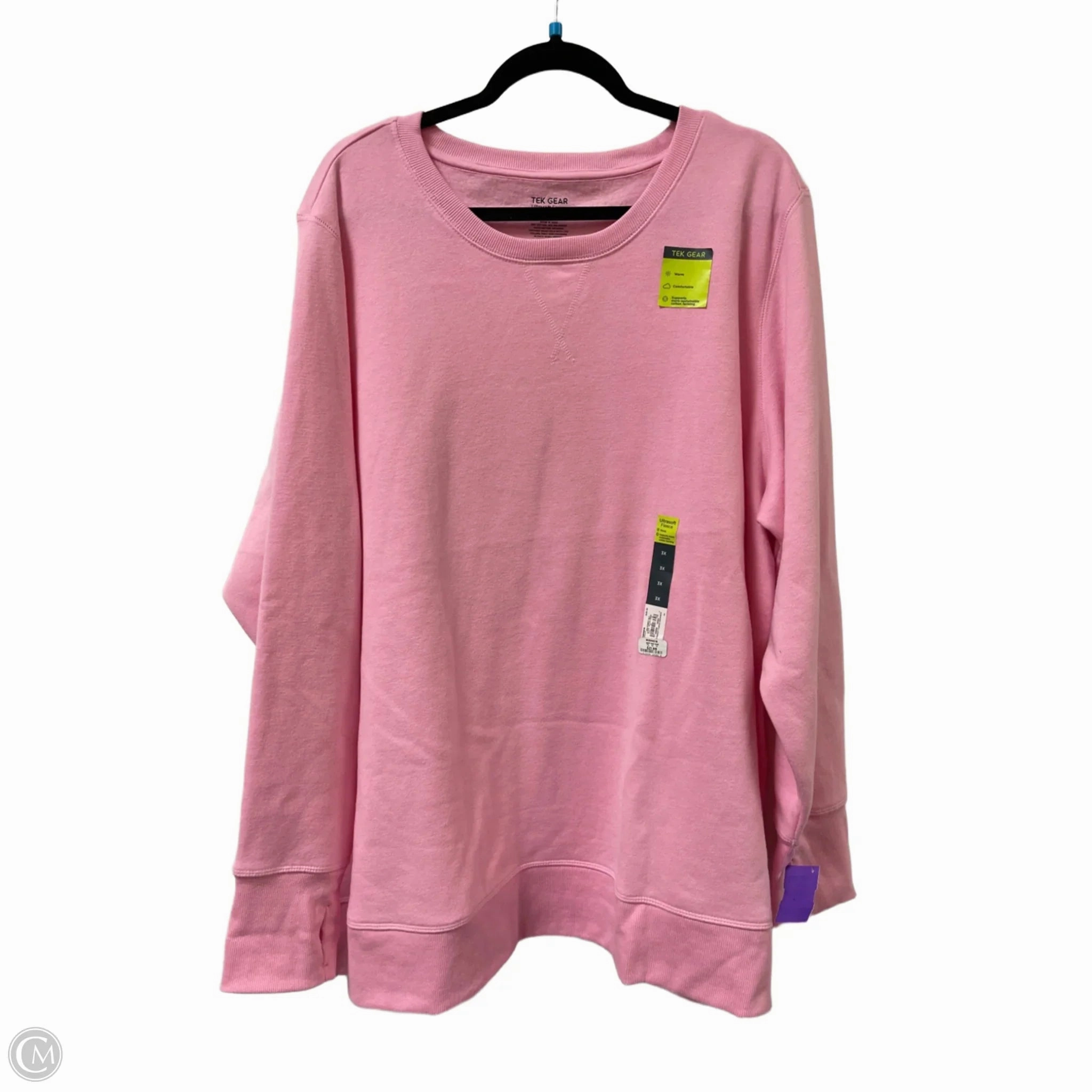 Athletic Sweatshirt Crewneck By Tek Gear In Pink, Size: 3x