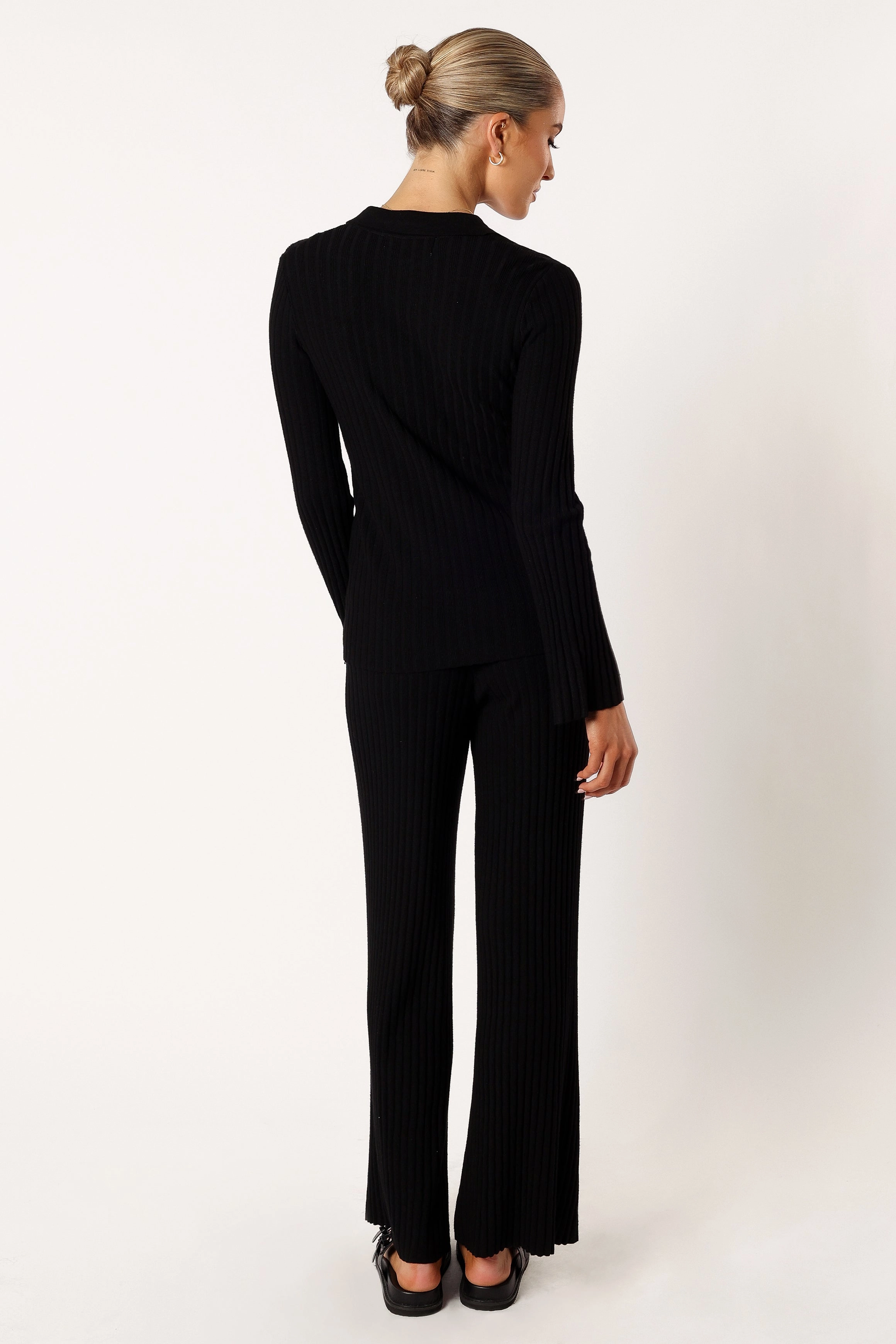 Aylia Ribbed Knit Set - Black