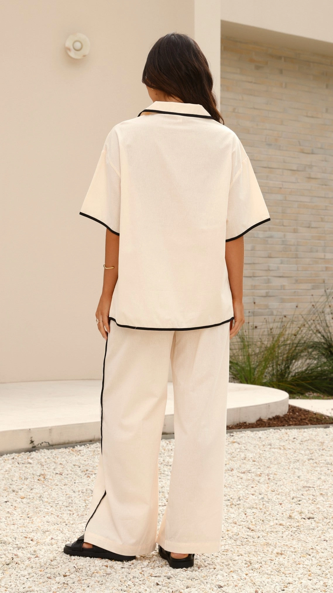 Basima Pants - Beige / Black