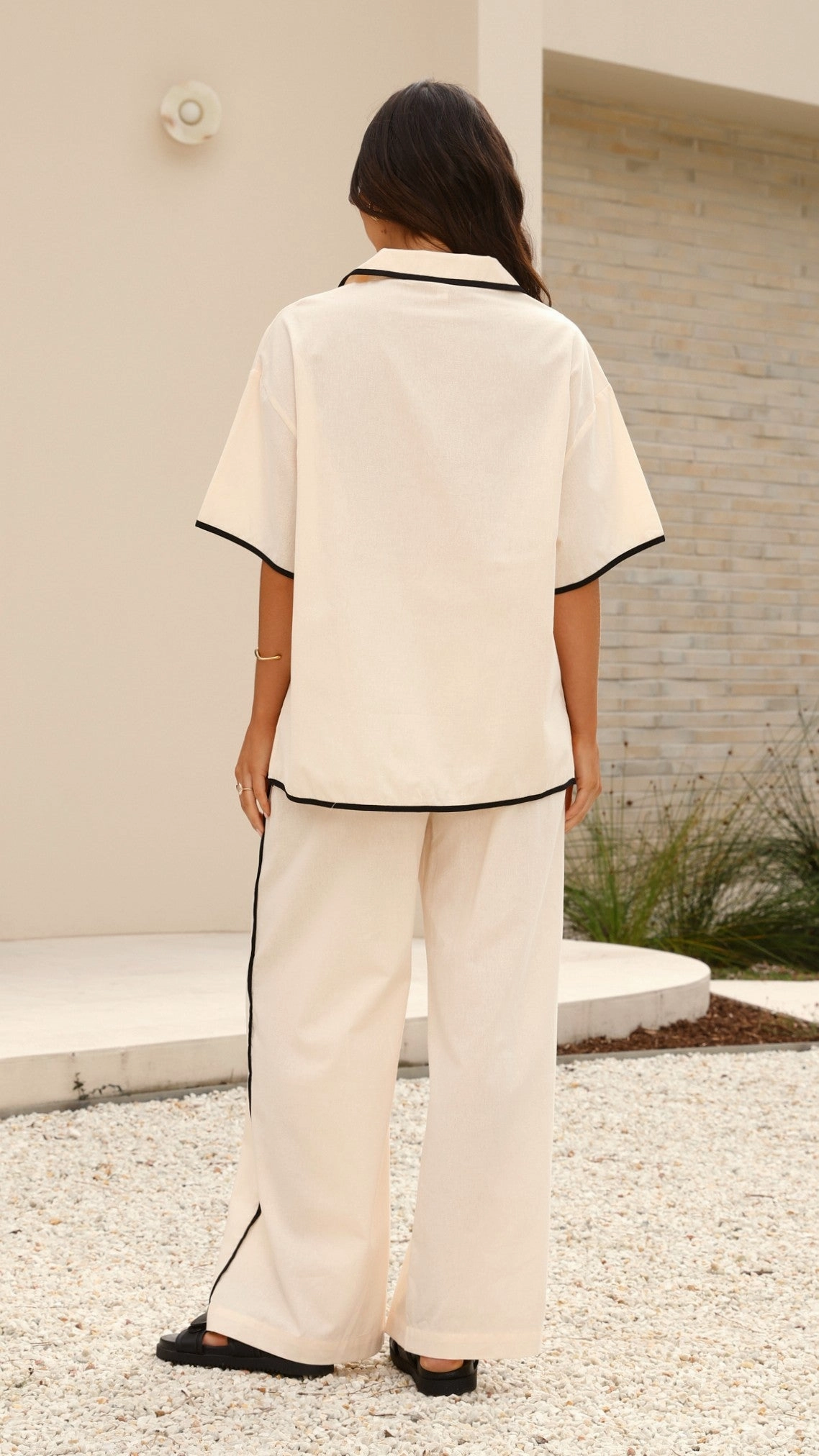 Basima Pants - Beige / Black