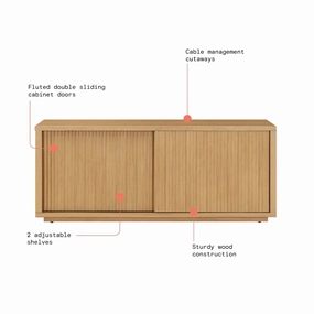 Beautiful Fluted TV Stand for TV's up to 70" by Drew Barrymore, Warm Honey Finish - Material: Wood