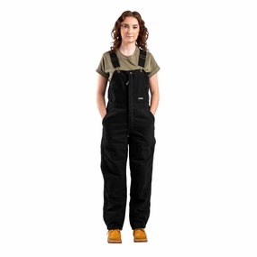 Berne WB515BKT440 Softstone Duck Insulated Bib Overalls for Ladies - Black - L - Tall