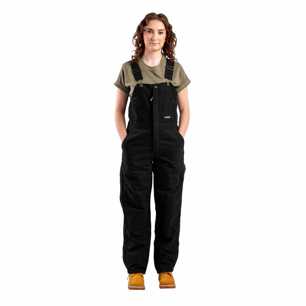 Berne WB515BKT440 Softstone Duck Insulated Bib Overalls for Ladies - Black - L - Tall