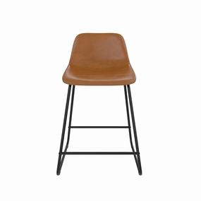 Better Homes & Gardens BH5317917402BLO Farley Scoop Counter Height Stool, Camel Faux Leather