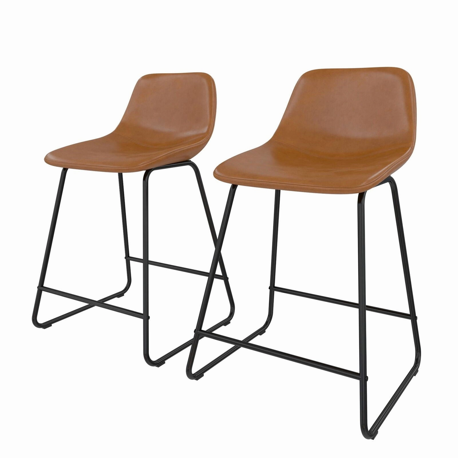 Better Homes & Gardens BH5317917402BLO Farley Scoop Counter Height Stool, Camel Faux Leather