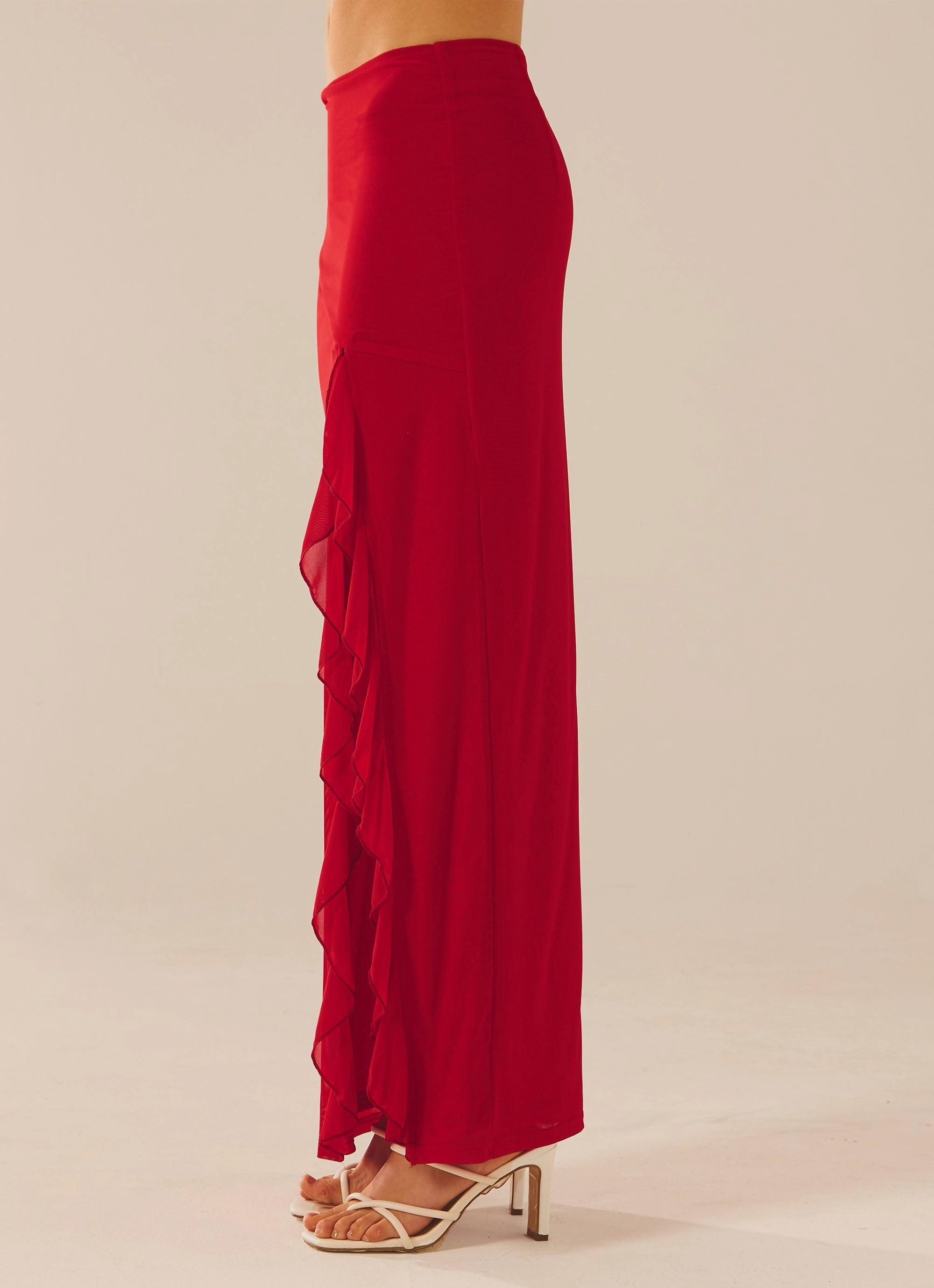 Bittersweet Mesh Maxi Skirt - Red Rose