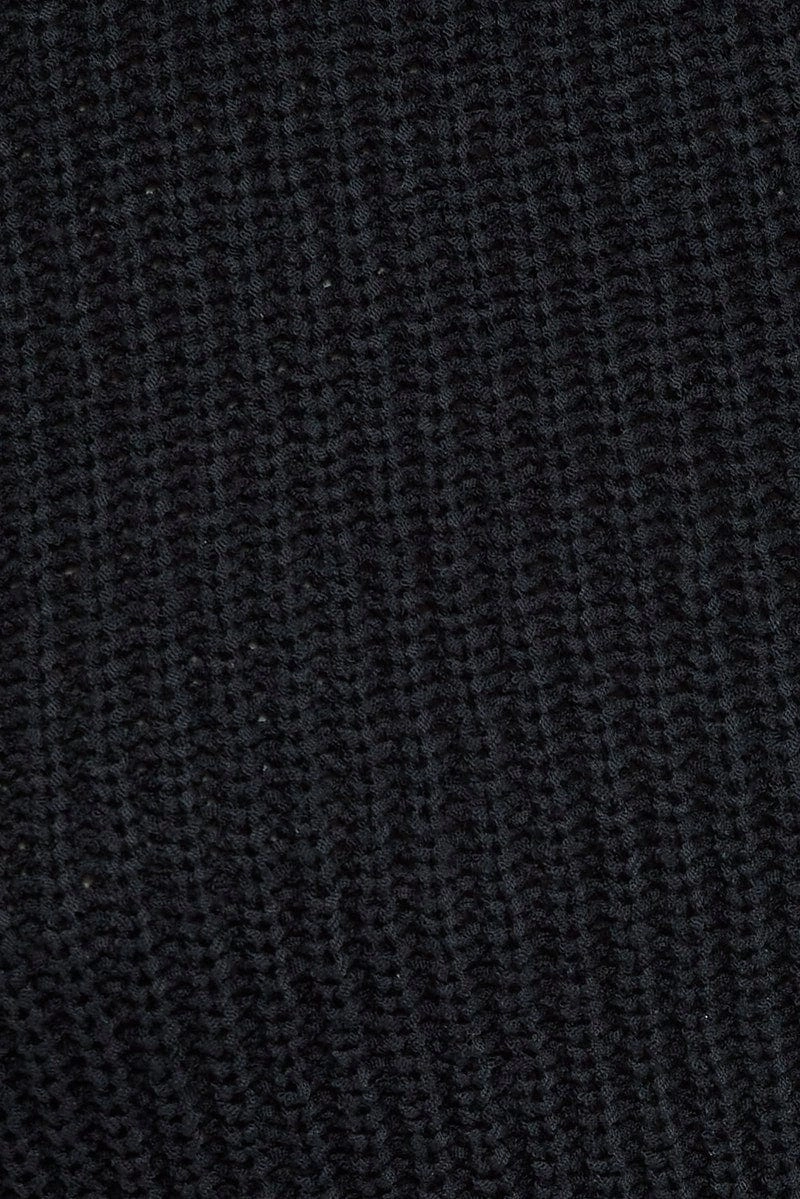 Black Knit Vest Crew Neck