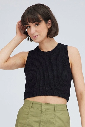 Black Knit Vest Crew Neck