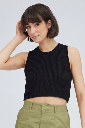 Black Knit Vest Crew Neck