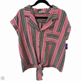 Blouse Short Sleeve By Entro In Grey & Pink, Size: L