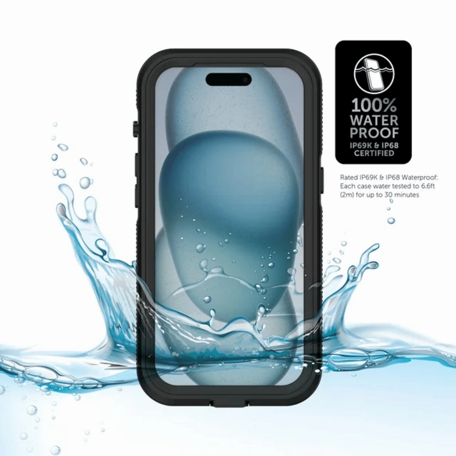 Body Glove 100073946 Tidal Waterproof Phone Case for iPhone 15 - Black/Clear