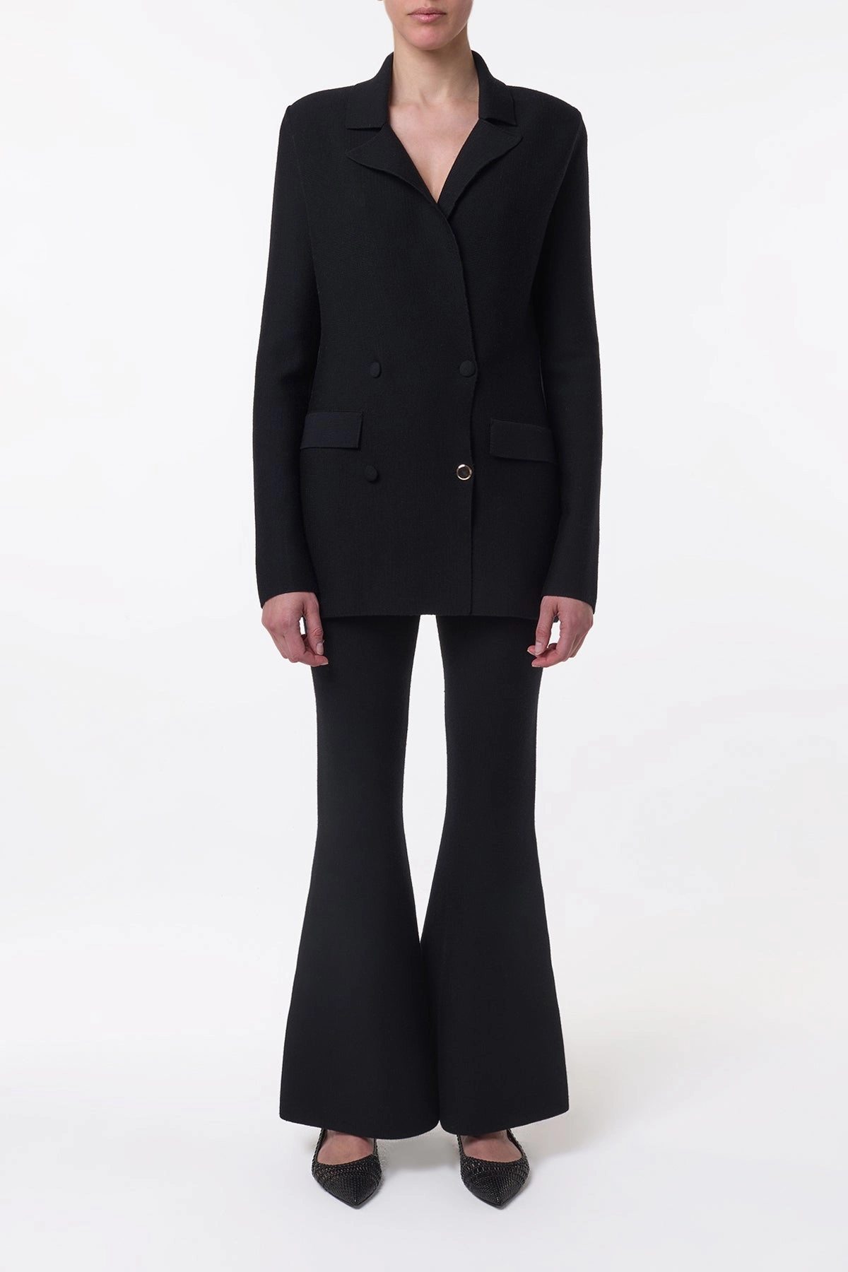 Bowen Knit Jacket in Black Merino Wool Cashmere