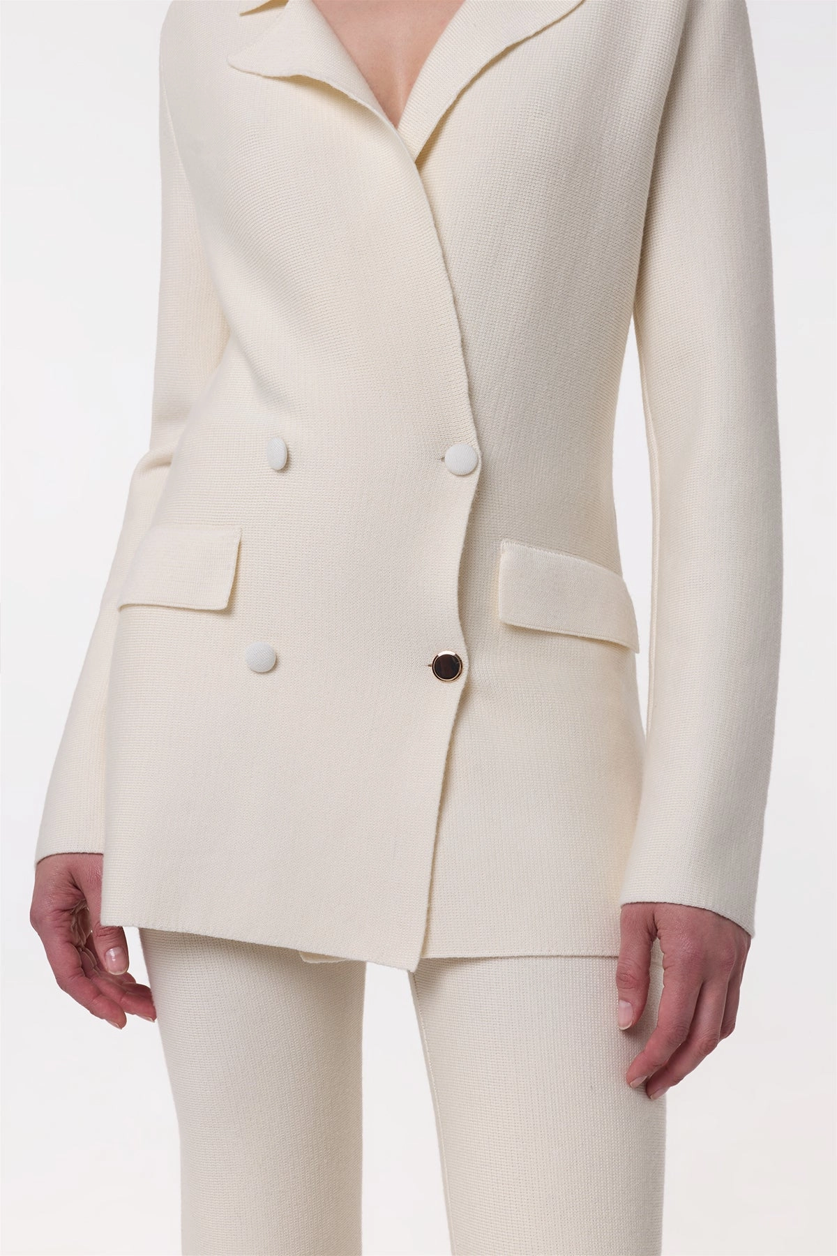 Bowen Knit Jacket in Ivory Merino Wool Cashmere
