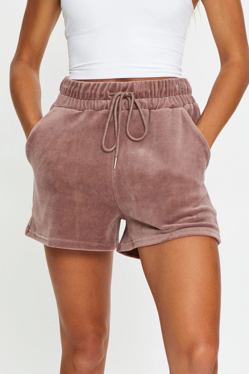 Brown Velour Shorts