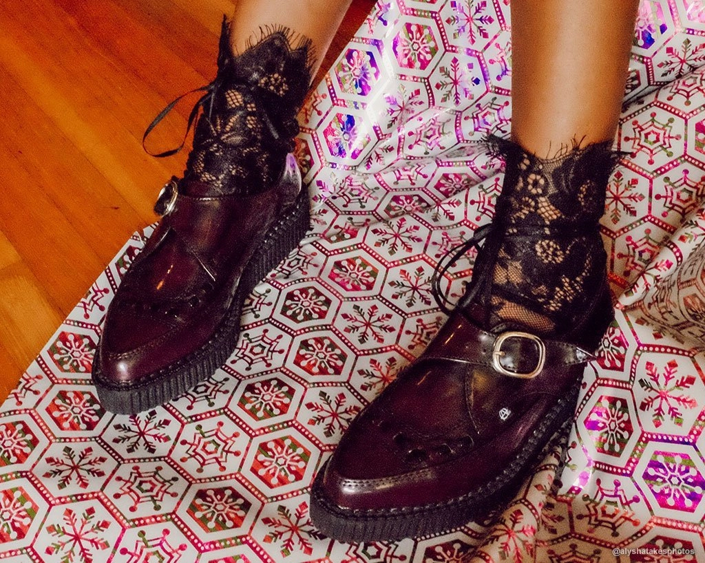 Burgundy Rub Off Pointed Buckle Anarchic Creeper