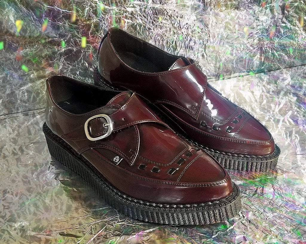Burgundy Rub Off Pointed Buckle Anarchic Creeper