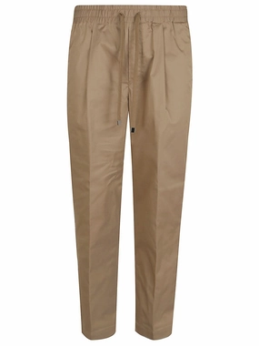 Camel Brown Low Carrot Fit Pants With Ruffled Details