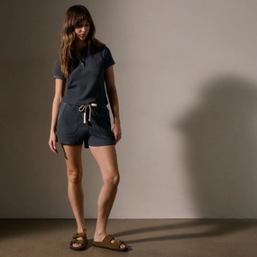 Cotton Linen Waffle Short - Asphalt