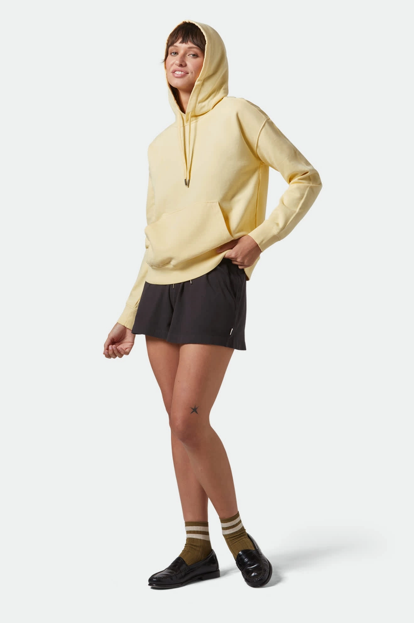 Cross Loop French Terry Hoodie - Panna Cotta