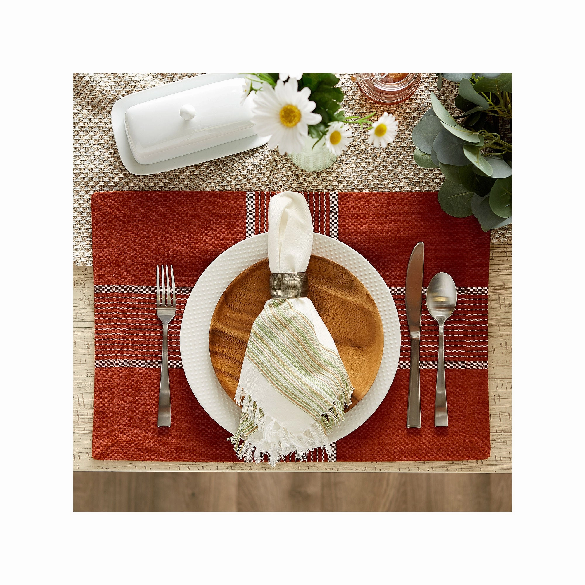 Design Imports Fiesta Rust Check 6-Pc. Placemats - FIESTA RUST ONE SIZE