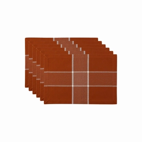 Design Imports Fiesta Rust Check 6-Pc. Placemats - FIESTA RUST ONE SIZE