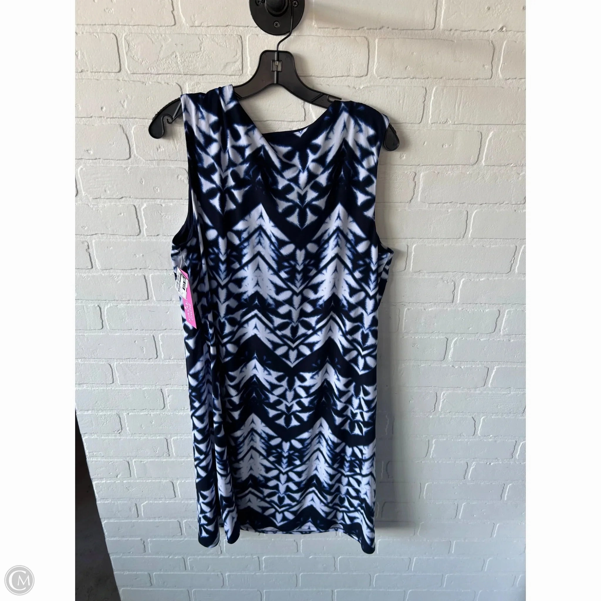 Dress Work By Jm Collections In Blue & White, Size: Xl