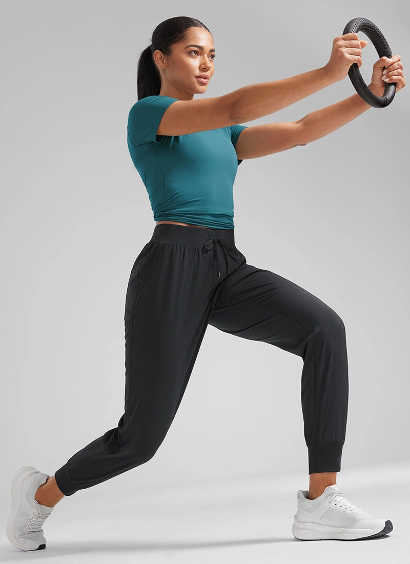 Feathery-Fit Drawstring Jogger with Pockets 28'' - Flat Waistband