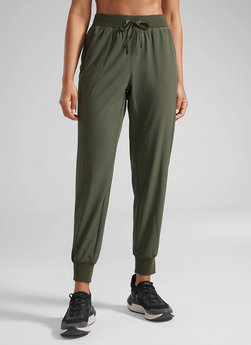 Feathery-Fit Drawstring Jogger with Pockets 28'' - Flat Waistband