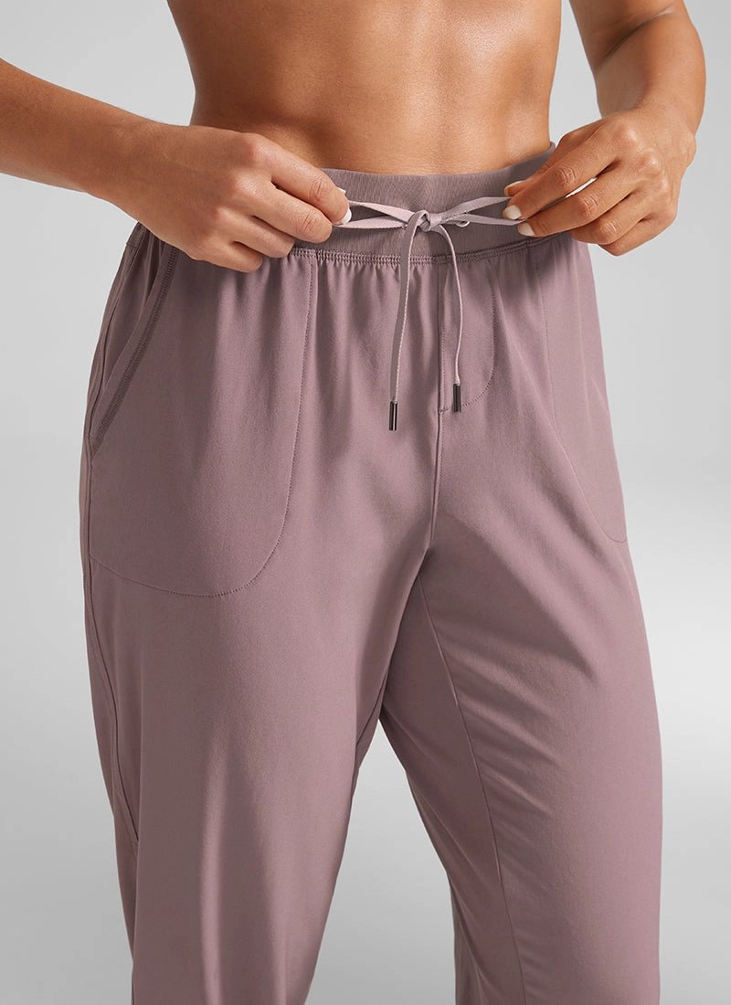 Feathery-Fit Drawstring Jogger with Pockets 28'' - Flat Waistband