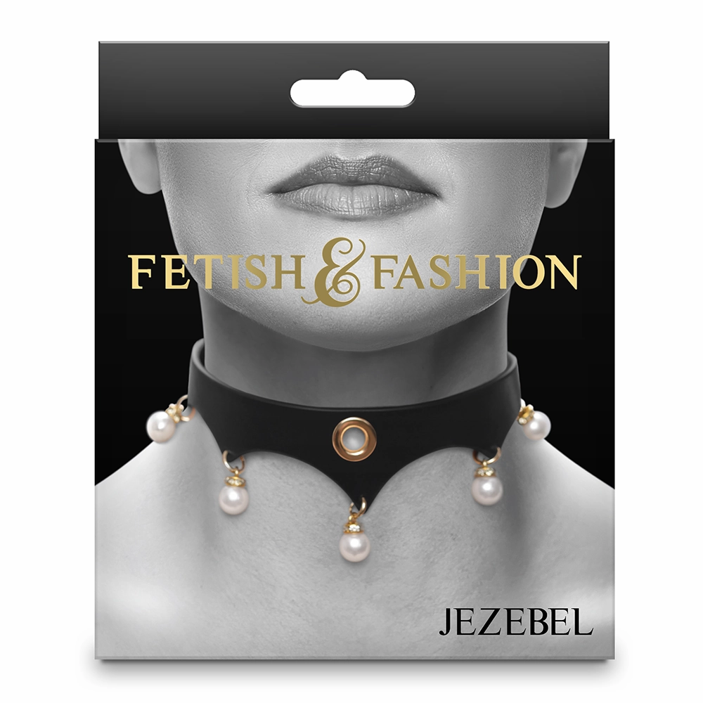 Fetish & Fashion Jezebel Faux Leather Pearl Crown Collar